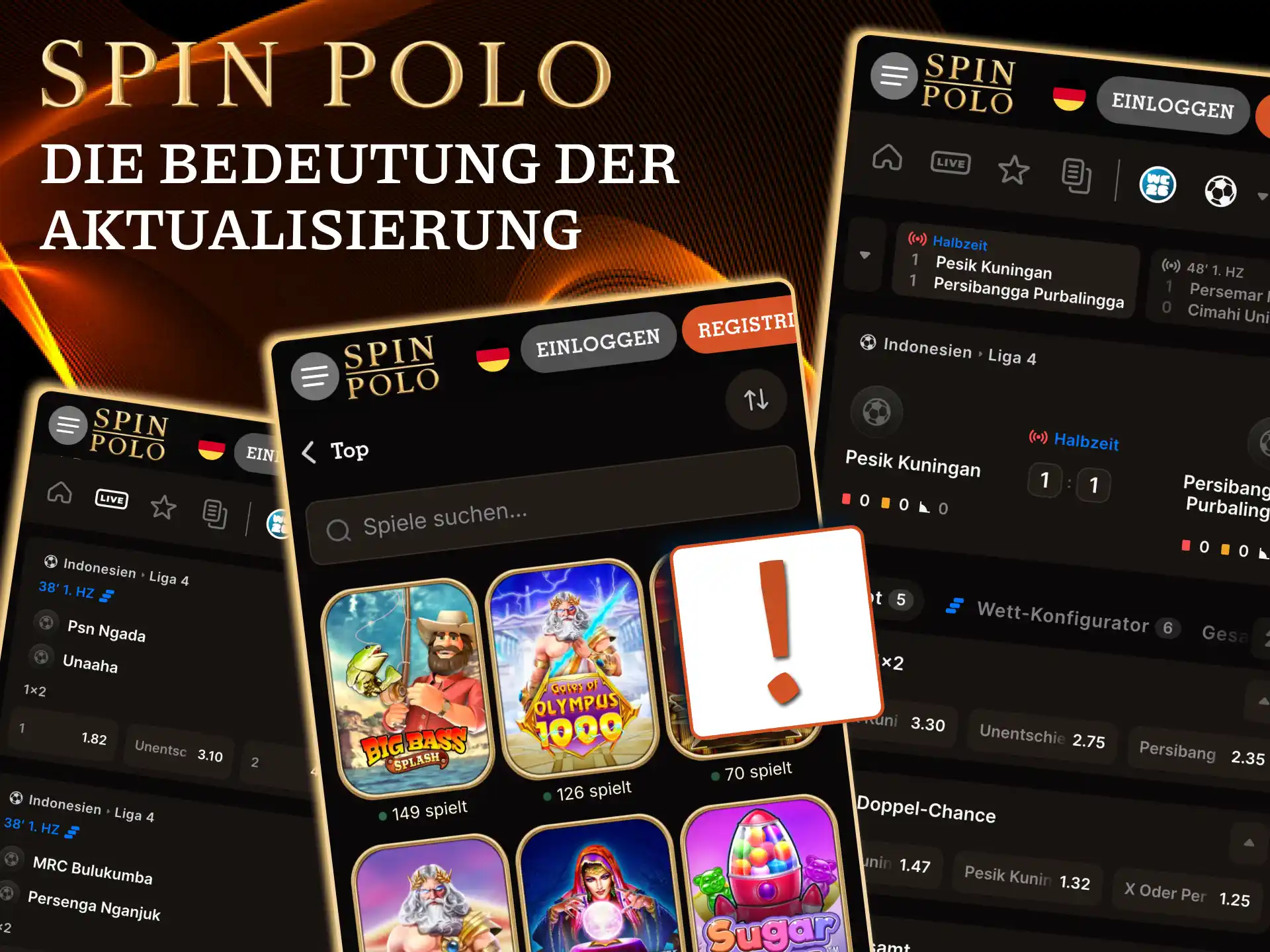 Neue Spiele laufen bei Spinpolo erst mit aktueller App Version.