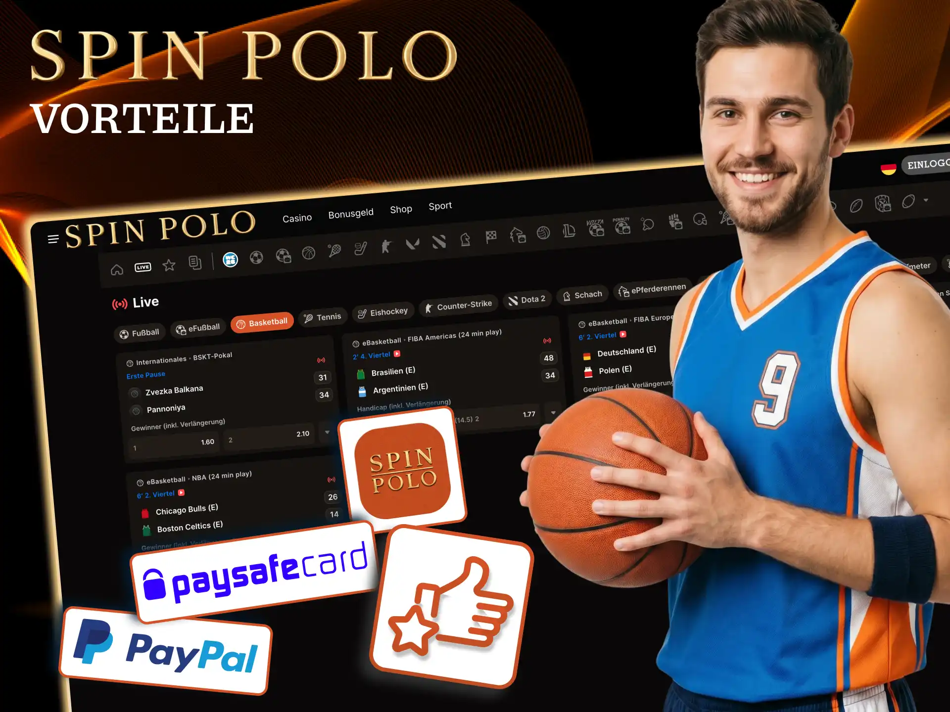 Breite Markttiefe für Basketball Wetten bei Spinpolo verfügbar.