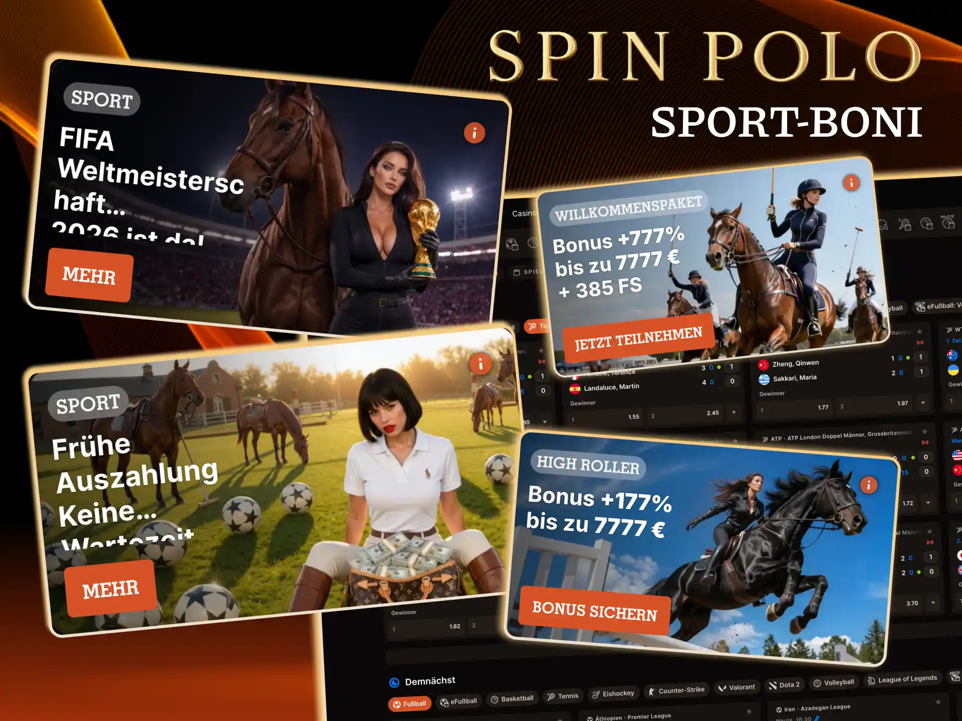 Spinpolo Aktionen umfassen Quotenboost und Wettversicherung.