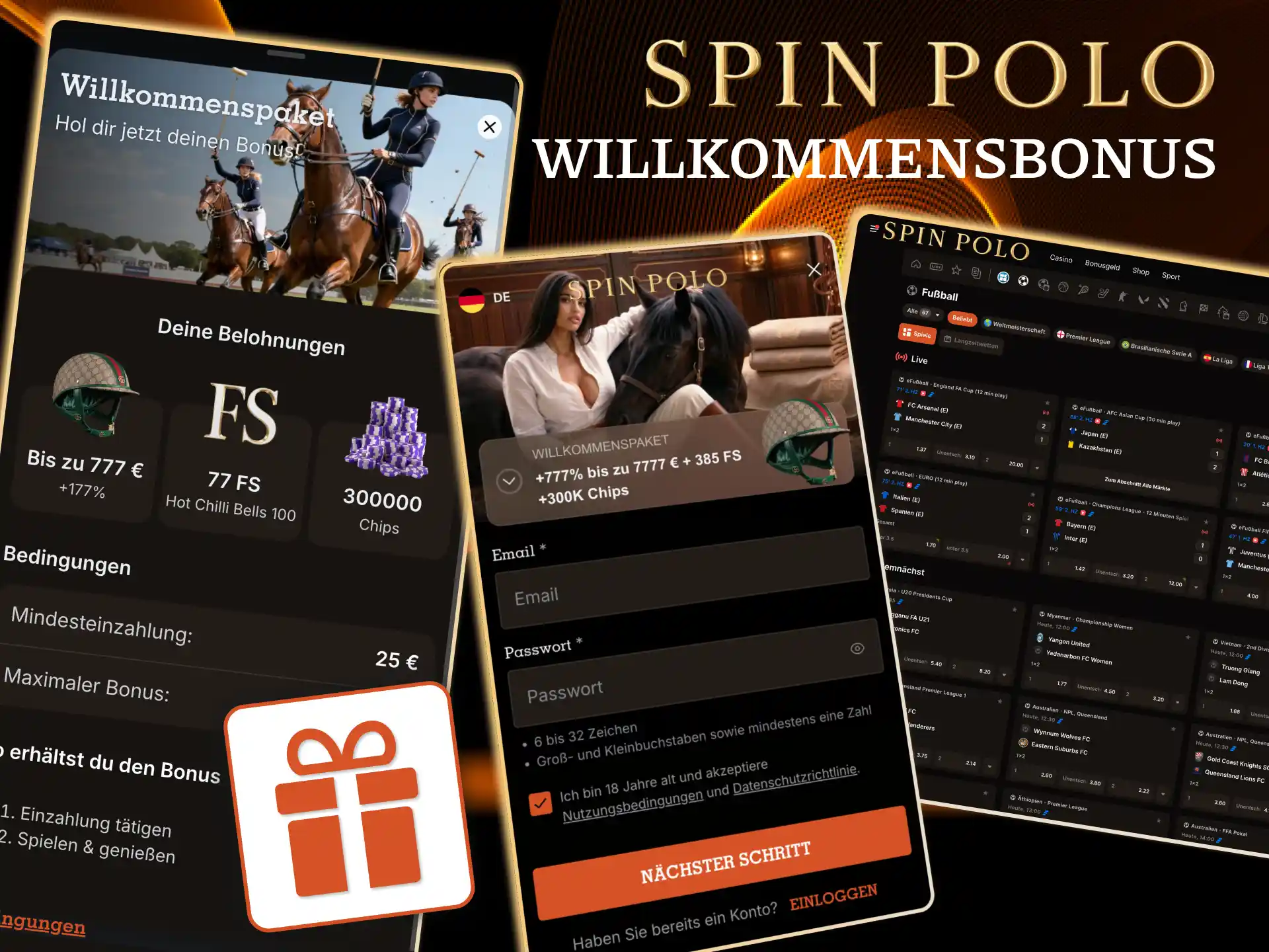 Spinpolo Willkommensbonus für Fußballwetten mit großem Startguthaben und Freispielen.