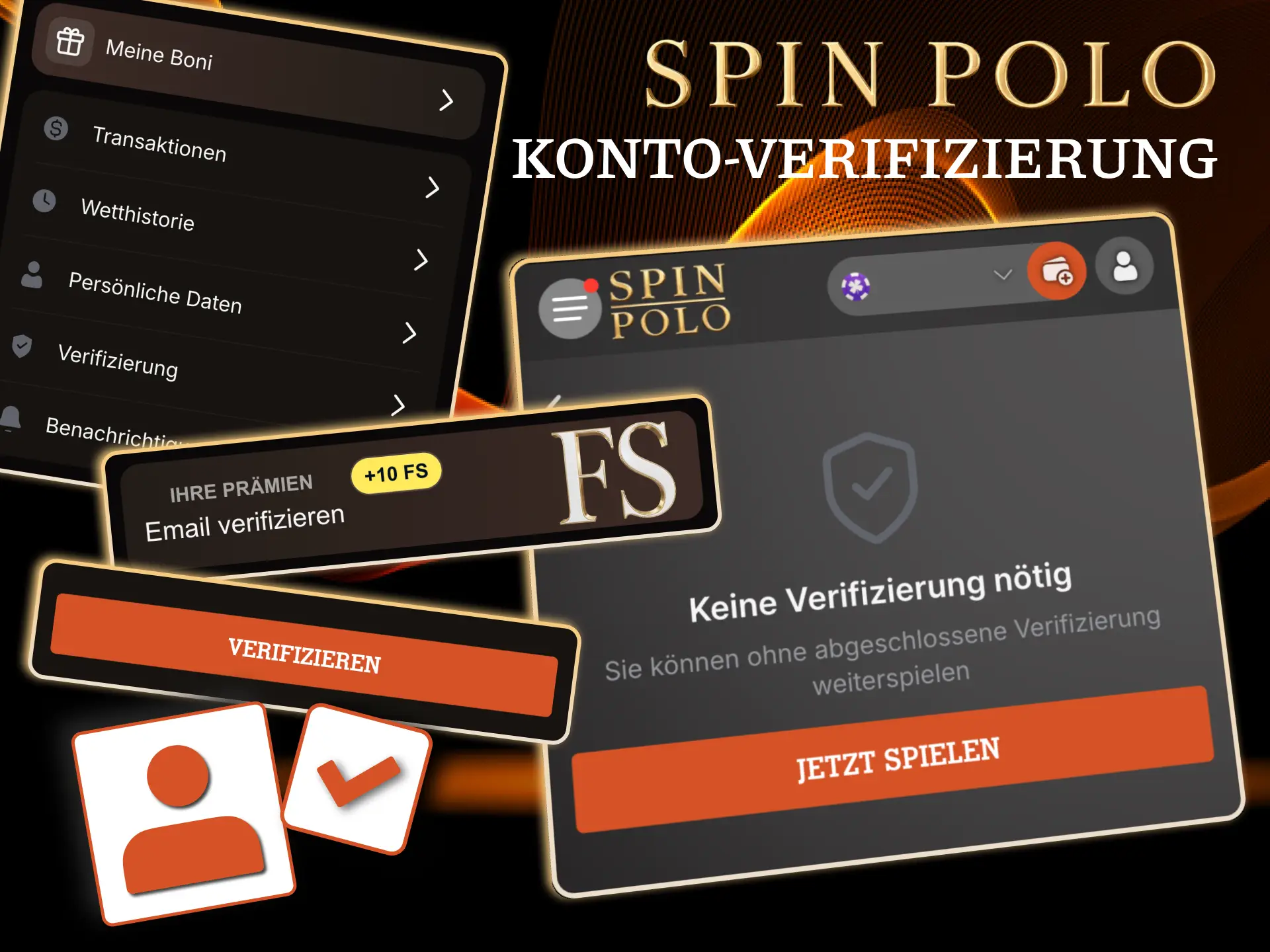 Verifizierung bei Spinpolo für deutsche Nutzer durch Ausweis Adresse und Zahlungsmittel.