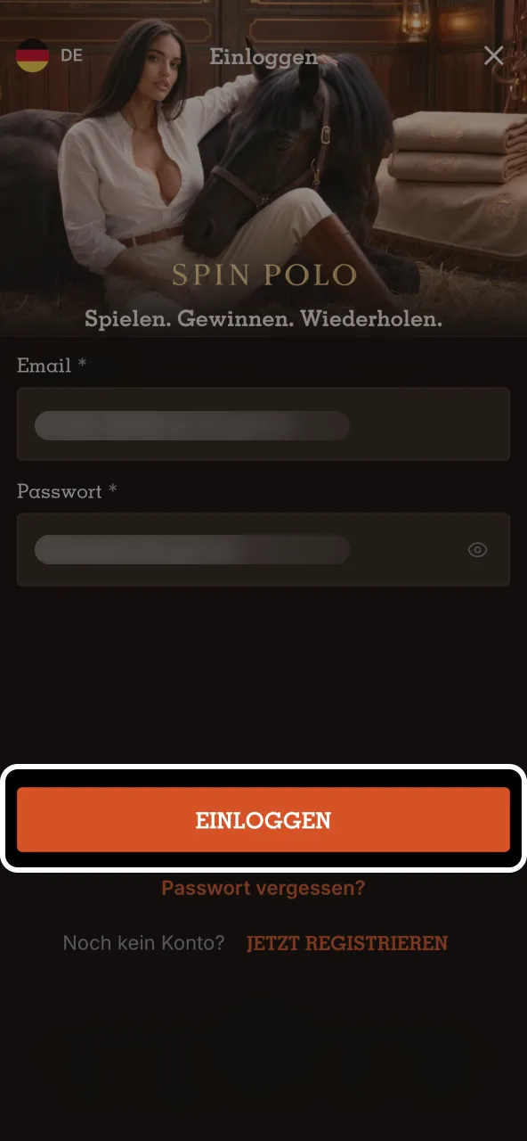 Spinpolo Login bestätigen und direkt zum persönlichen Dashboard gelangen.