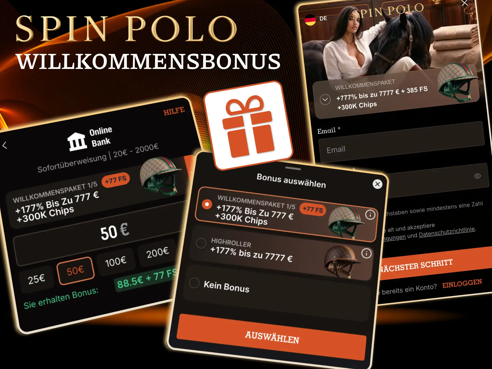 Spinpolo Bonus aktivieren nach Kontoerstellung Bonuswahl und Mindest­einzahlung.