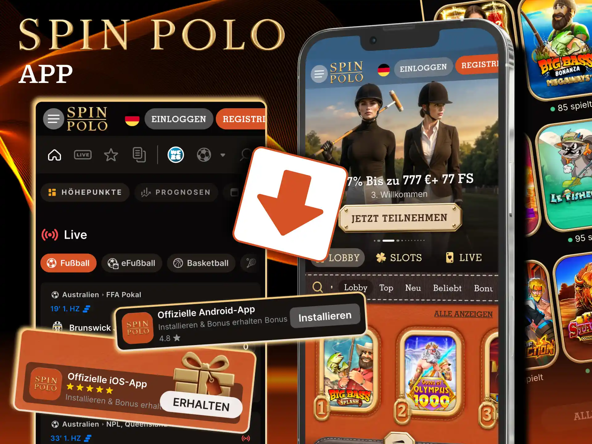 Schnelle Performance der Spinpolo App auf Android und iOS.