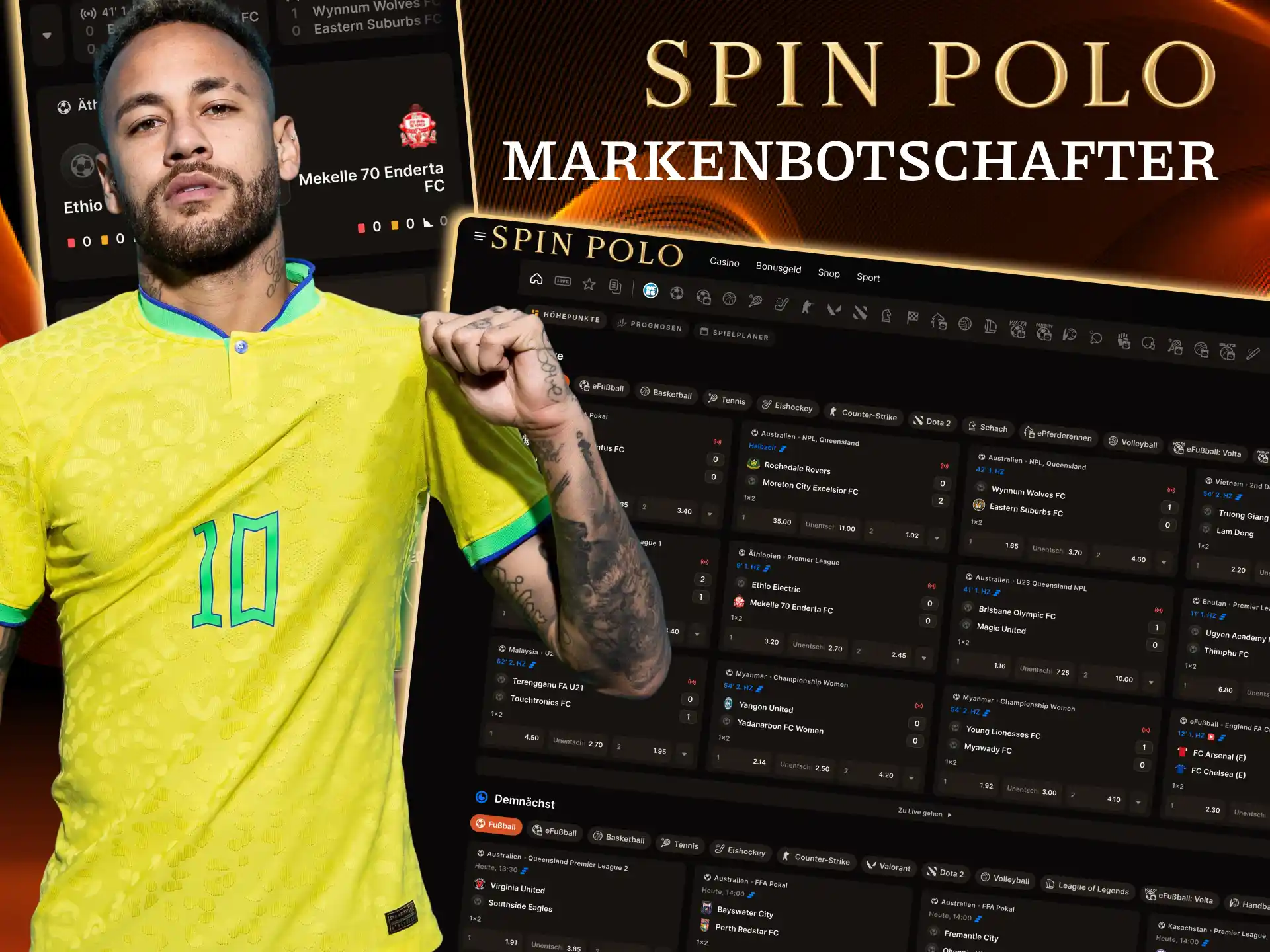 Spinpolo verbindet Sport und Gaming mit Neymar Jr. Kampagnen.